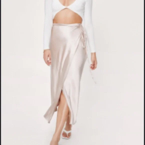 Nasty Gal Skirts Nasty Gal Satin High Waisted Midi Skirt